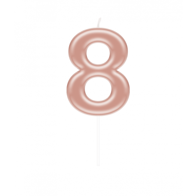 Cijfer Kaars 8 Rose Goud van Paper Dreams koop je bij Partywinkel