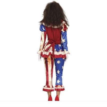 Clown Halloween Kostuum Dames Amirikaanse vlag van Fiestas Guirca koop je bij Partywinkel