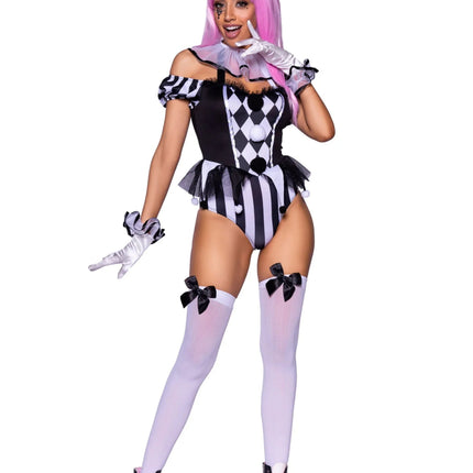 Clownspak Zwart Wit Dames Bodysuit Leg Avenue van Leg Avenue koop je bij Partywinkel