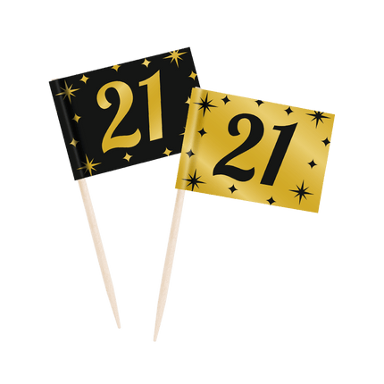 Cocktailprikkers 21 Jaar 6,5cm 50st van Paper Dreams koop je bij Partywinkel