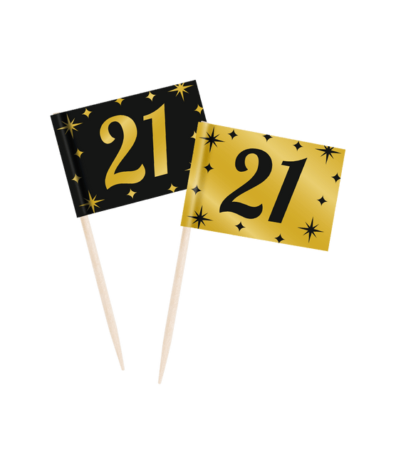 Cocktailprikkers 21 Jaar 6,5cm 50st van Paper Dreams koop je bij Partywinkel