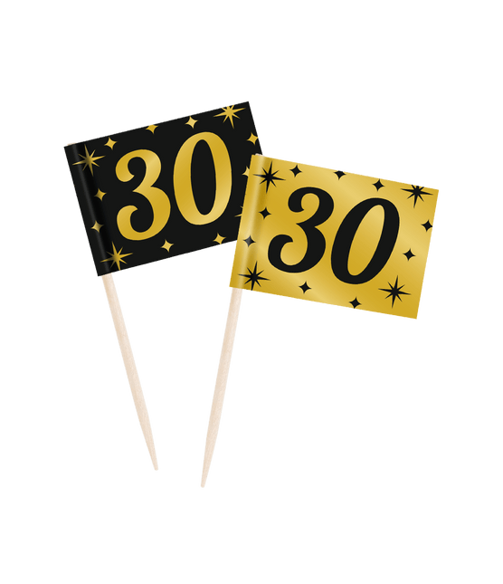 Cocktailprikkers 30 Jaar 6,5cm 50st van Paper Dreams koop je bij Partywinkel
