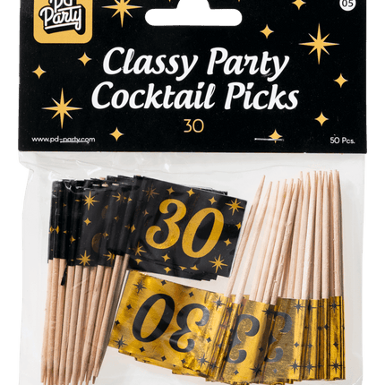 Cocktailprikkers 30 Jaar 6,5cm 50st van Paper Dreams koop je bij Partywinkel