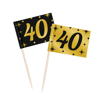 Cocktailprikkers 40 Jaar 6,5cm 50st van Paper Dreams koop je bij Partywinkel