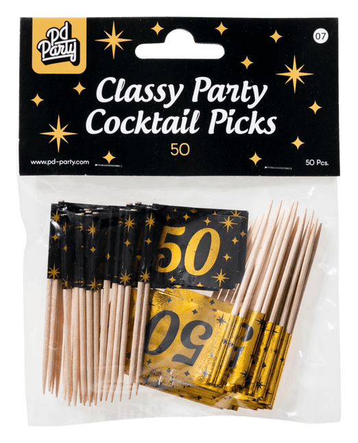 Cocktailprikkers 50 Jaar 6,5cm 50st van Paper Dreams koop je bij Partywinkel