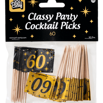 Cocktailprikkers 60 Jaar 6,5cm 50st van Paper Dreams koop je bij Partywinkel