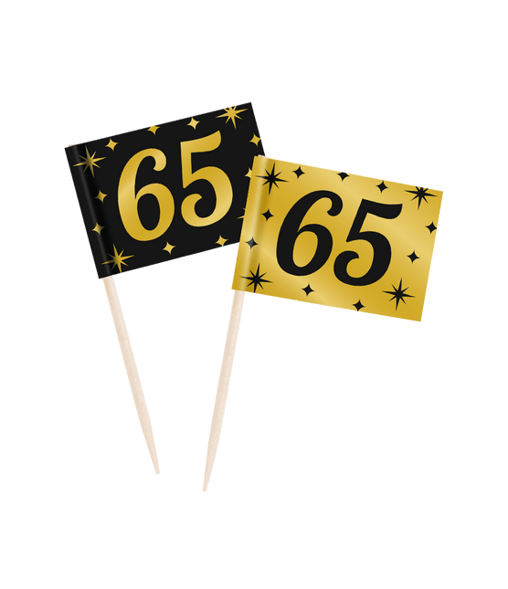 Cocktailprikkers 65 Jaar 6,5cm 50st van Paper Dreams koop je bij Partywinkel
