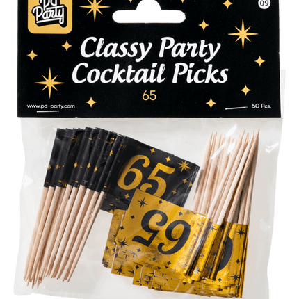 Cocktailprikkers 65 Jaar 6,5cm 50st van Paper Dreams koop je bij Partywinkel