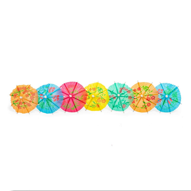 Cocktailprikkers Parasol Gekleurd 8cm 12st van WeFiesta koop je bij Partywinkel