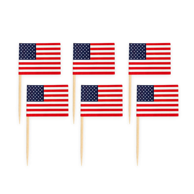 Cocktailprikkers Usa 8cm 50st van WeFiesta koop je bij Partywinkel