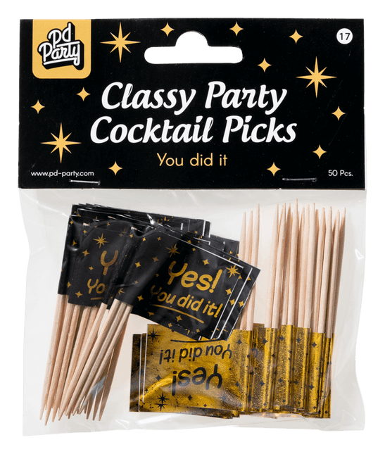 Cocktailprikkers You Did It 6,5cm 50st van Paper Dreams koop je bij Partywinkel