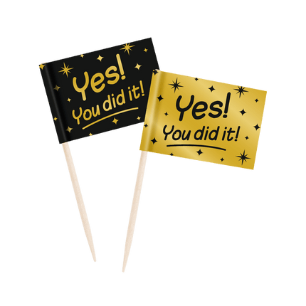 Cocktailprikkers You Did It 6,5cm 50st van Paper Dreams koop je bij Partywinkel