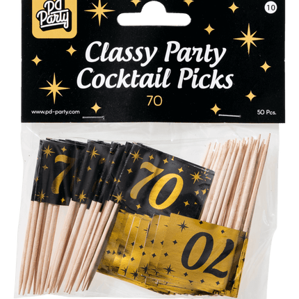 Cocktailprikkers70 Jaar 6,5cm 50st van Paper Dreams koop je bij Partywinkel