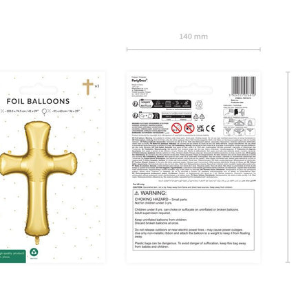 Communie Helium Ballon Kruis Leeg 1,3m van Partydeco koop je bij Partywinkel
