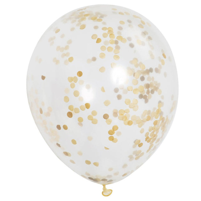 Confetti Ballonnen Goud 30,5cm 6st van Unique koop je bij Partywinkel