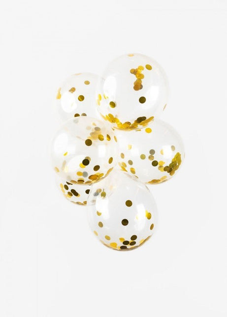 Confetti Ballonnen Goud 30cm 6st van WeFiesta koop je bij Partywinkel