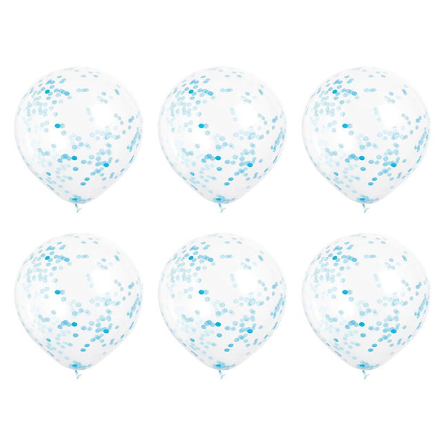 Confetti Ballonnen Lichtblauw 30cm 6st van Unique koop je bij Partywinkel