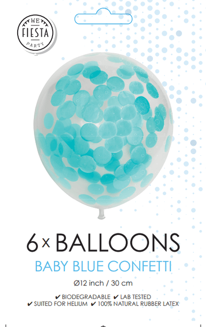 Confetti Ballonnen Lichtblauw 30cm 6st van WeFiesta koop je bij Partywinkel