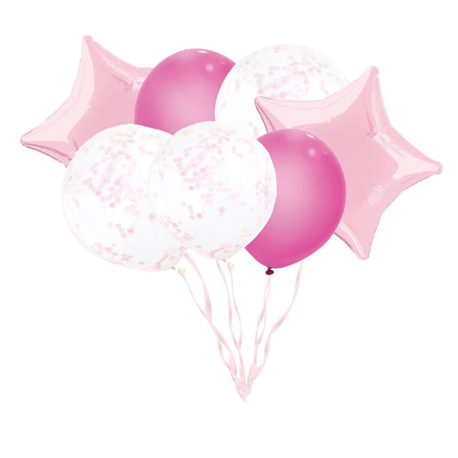 Confetti Ballonnen Lichtroze 40cm 6st van Unique koop je bij Partywinkel