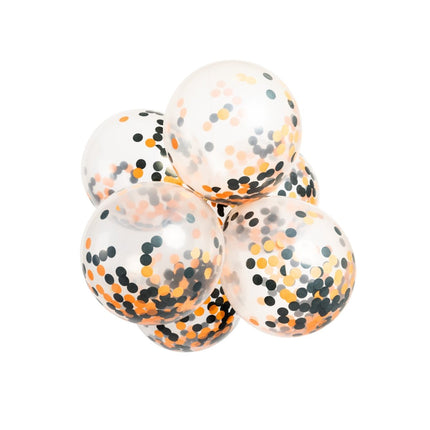 Confetti Ballonnen Oranje Zwart 30cm 6st van WeFiesta koop je bij Partywinkel