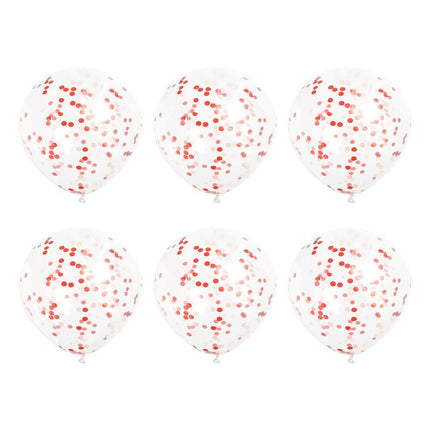Confetti Ballonnen Rood 40cm 6st van Unique koop je bij Partywinkel