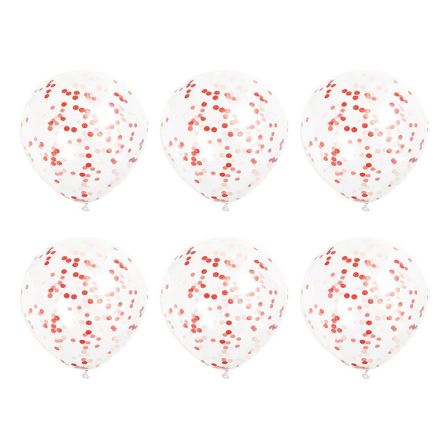 Confetti Ballonnen Rood 40cm 6st van Unique koop je bij Partywinkel