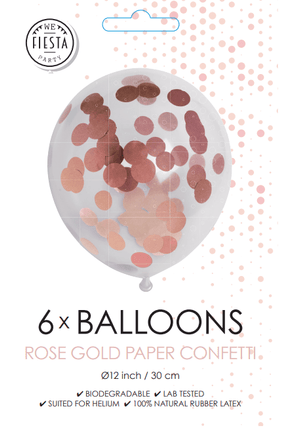 Confetti Ballonnen Rose Goud 12cm 6st van WeFiesta koop je bij Partywinkel