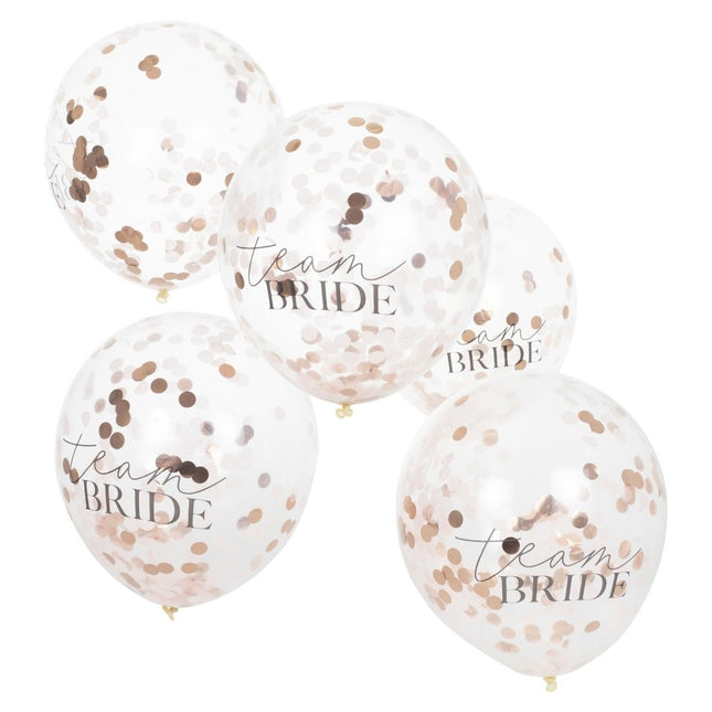 Confetti Ballonnen Team Bride 30cm 5st van Ginger Ray koop je bij Partywinkel