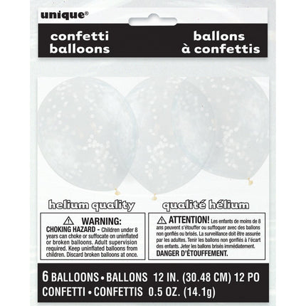 Confetti Ballonnen Wit 30,5cm 6st van Unique koop je bij Partywinkel