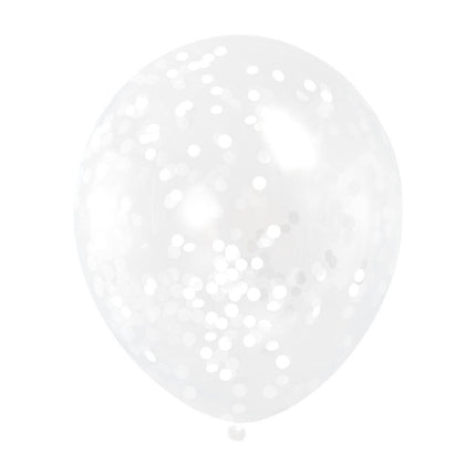 Confetti Ballonnen Wit 30,5cm 6st van Unique koop je bij Partywinkel