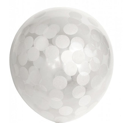 Confetti Ballonnen Wit 30cm 6st van WeFiesta koop je bij Partywinkel