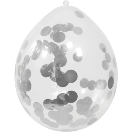 Confetti Ballonnen Zilver 30cm 4st van Folat koop je bij Partywinkel