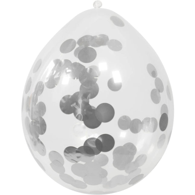 Confetti Ballonnen Zilver 30cm 4st van Folat koop je bij Partywinkel