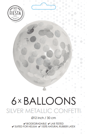 Confetti Ballonnen Zilver 30cm 6st van WeFiesta koop je bij Partywinkel