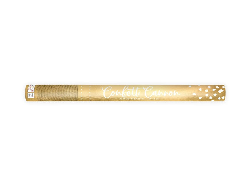 Confetti Kanon Hartjes Goud 60cm van Partydeco koop je bij Partywinkel