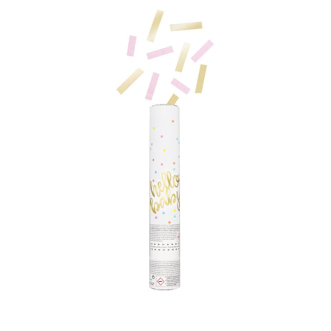 Confetti Kanon Hello Baby Roze 30cm van Unique koop je bij Partywinkel