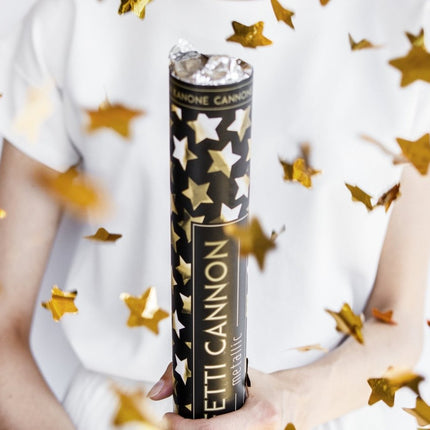Confetti Kanon Sterren Goud 40cm van Partydeco koop je bij Partywinkel
