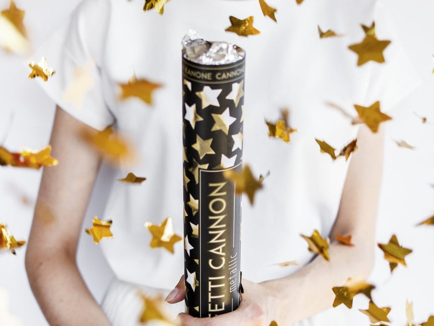 Confetti Kanon Sterren Goud 40cm van Partydeco koop je bij Partywinkel