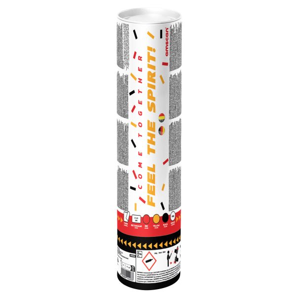 Confetti kanon Zwart/Rood/Geel van Riethmueller koop je bij Partywinkel