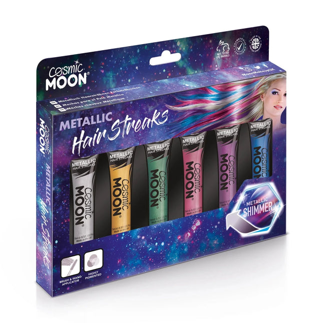 Cosmic Moon Metallic Hair Streaks Green 15ml van Moon Creations koop je bij Partywinkel