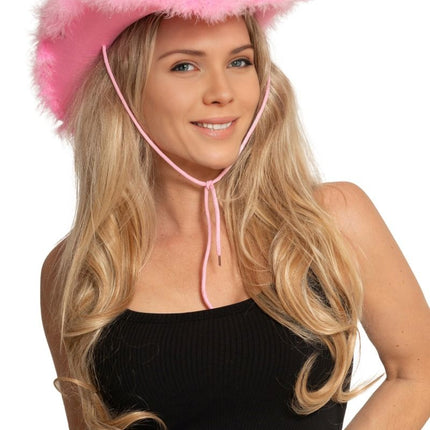 Cowboy Hoed Glitter met Bont Roze van Partychimp koop je bij Partywinkel
