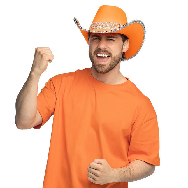 Cowboy Hoed Oranje Uv Blacklight van Boland koop je bij Partywinkel