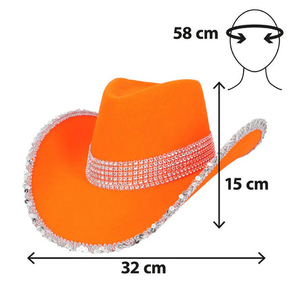 Cowboy Hoed Oranje Uv Blacklight van Boland koop je bij Partywinkel
