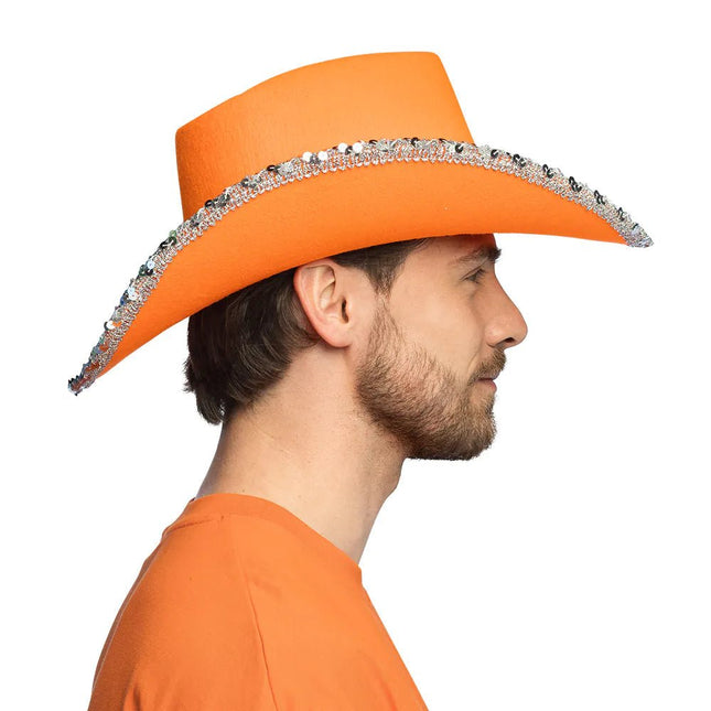 Cowboy Hoed Oranje Uv Blacklight van Boland koop je bij Partywinkel