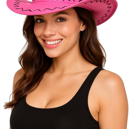Cowboy Hoed Roze Luxe van Partychimp koop je bij Partywinkel