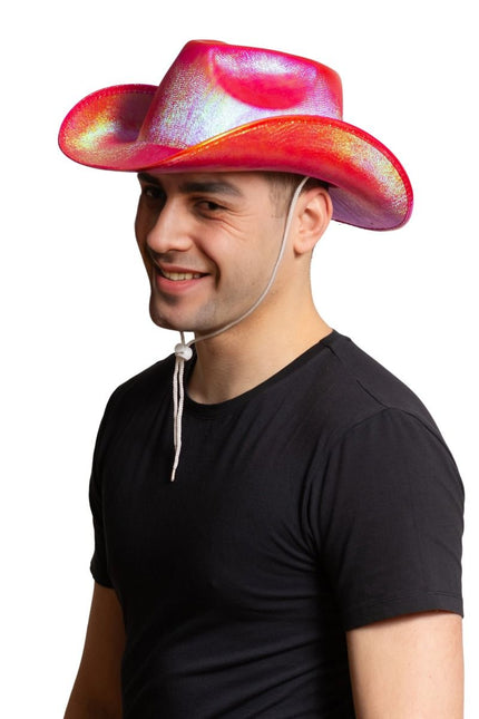 Cowboy Hoed Shiny Rood van Partychimp koop je bij Partywinkel