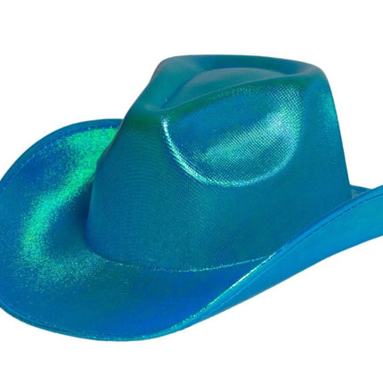 Cowboy Hoed Shiny Turquoise van Partychimp koop je bij Partywinkel