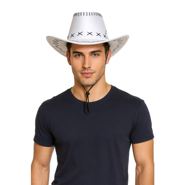 Cowboy Hoed Wit Luxe van Partychimp koop je bij Partywinkel