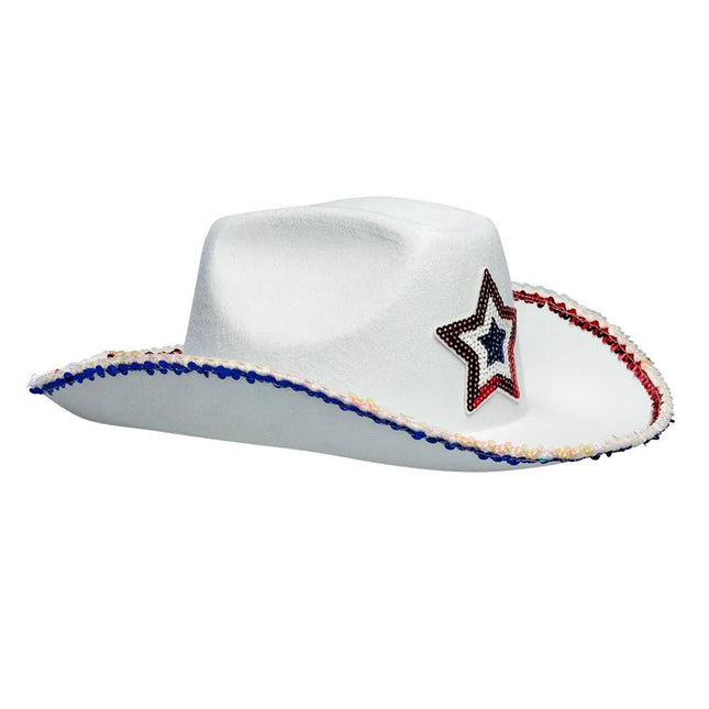 Cowboy Hoed Wit Met Ster van Boland koop je bij Partywinkel