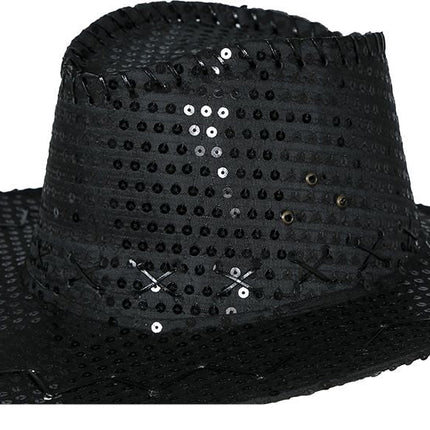 Cowboy Hoed Zwart Pailletten van Fiestas Guirca koop je bij Partywinkel